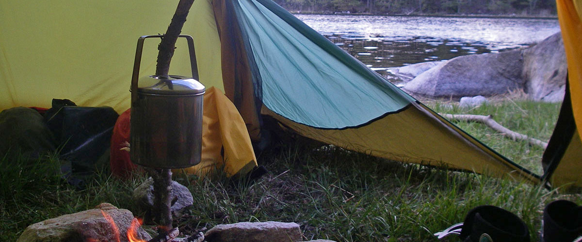 tipi interior with fire